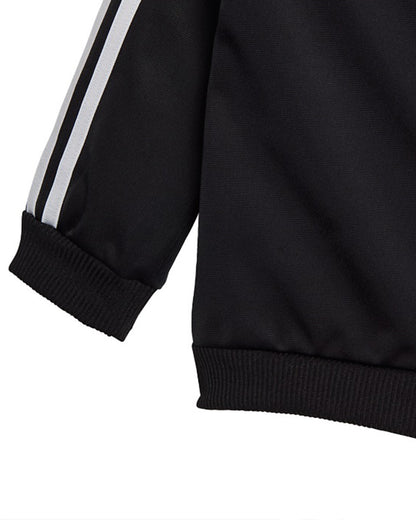 Adidas Black Track Suit-Striped-Cotton & Polyester-French Terry For Infants