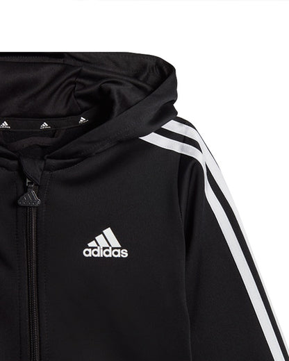 Adidas Black Track Suit-Striped-Cotton & Polyester-French Terry For Infants