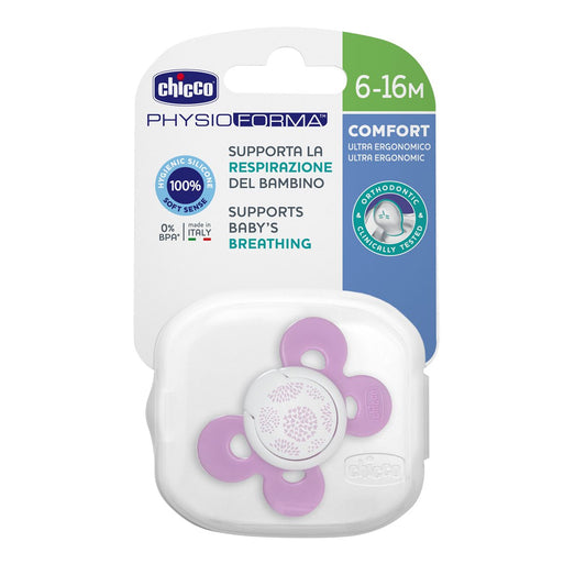 Chicco PhysioForma Comfort Soother-With Sterilizing Case-Orthodontic-Pink Lumi-6 to 16M-Pacifier