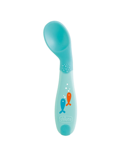 Chicco Baby's First Spoon-Angled Head & Soft Silicone-8M+-Blue-For Infants