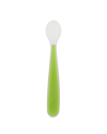 Chicco Soft Silicone Spoon Set-Long Handles-6M+-Green-For Infants