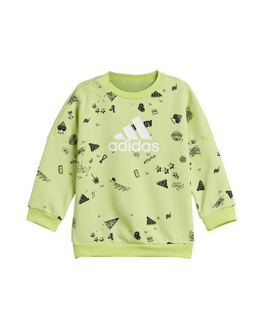 Adidas Lime Track Suit-Printed-Cotton & Polyester French Terry For Infants