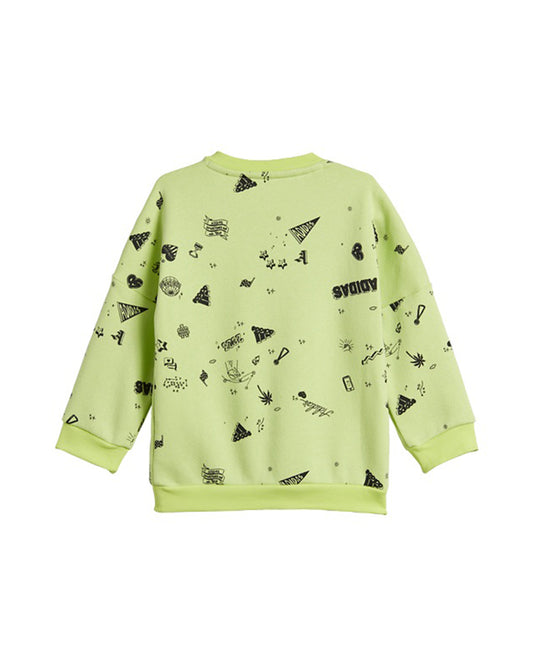 Adidas Lime Track Suit-Printed-Cotton & Polyester French Terry For Infants