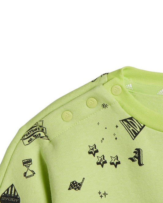 Adidas Lime Track Suit-Printed-Cotton & Polyester French Terry For Infants