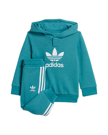 Adidas Teal Track Suit-Striped-Cotton & Polyester French Terry For Infants