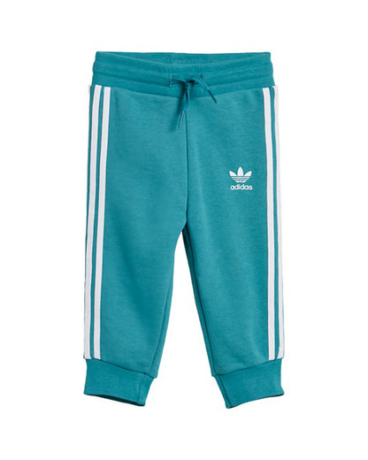 Adidas Teal Track Suit-Striped-Cotton & Polyester French Terry For Infants