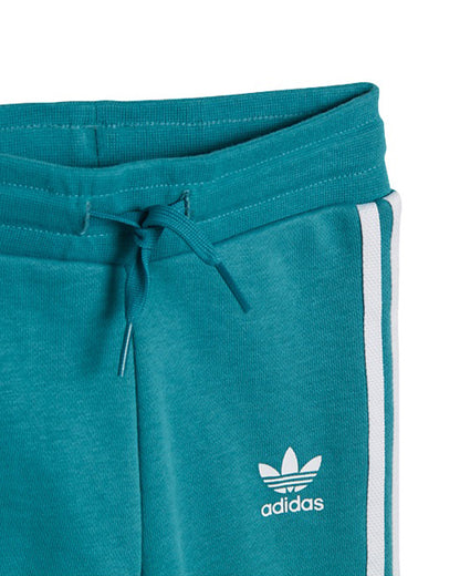 Adidas Teal Track Suit-Striped-Cotton & Polyester French Terry For Infants