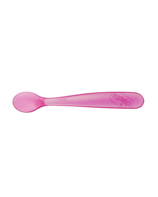 Chicco Soft Silicone Spoon Set-Long Handles-Pack of 2-6M+-Pink-For Infants