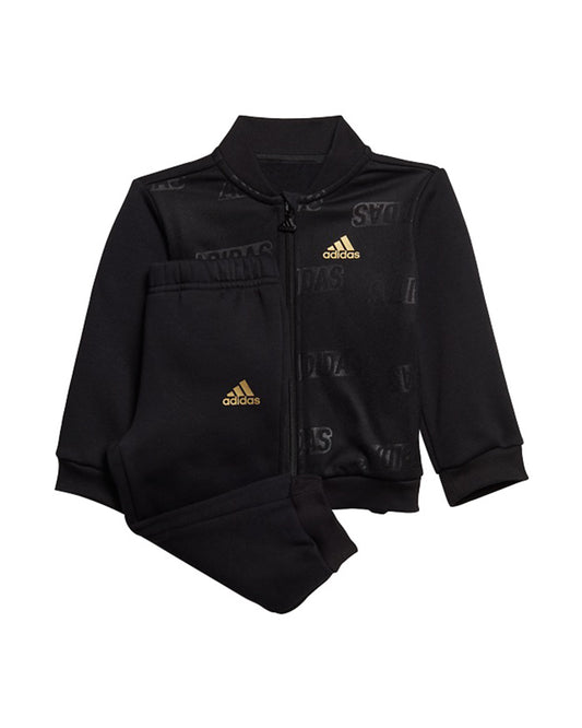 Adidas Black Track Suit-Printed-Cotton Fleece-For Infants