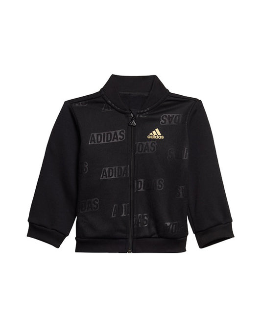 Adidas Black Track Suit-Printed-Cotton Fleece-For Infants
