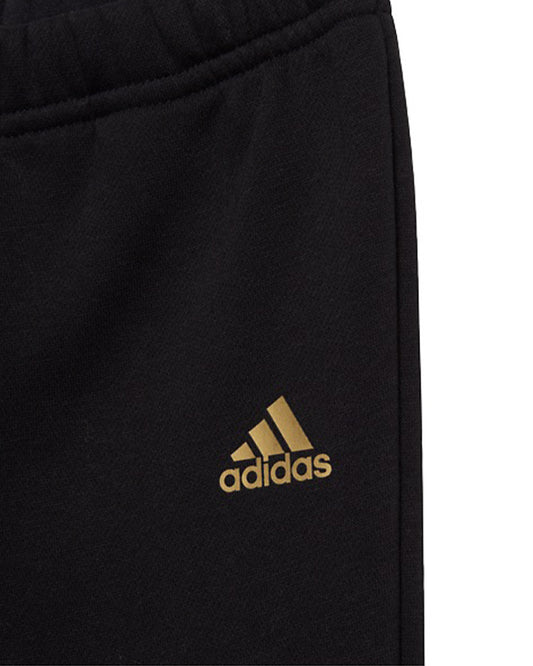 Adidas Black Track Suit-Printed-Cotton Fleece-For Infants
