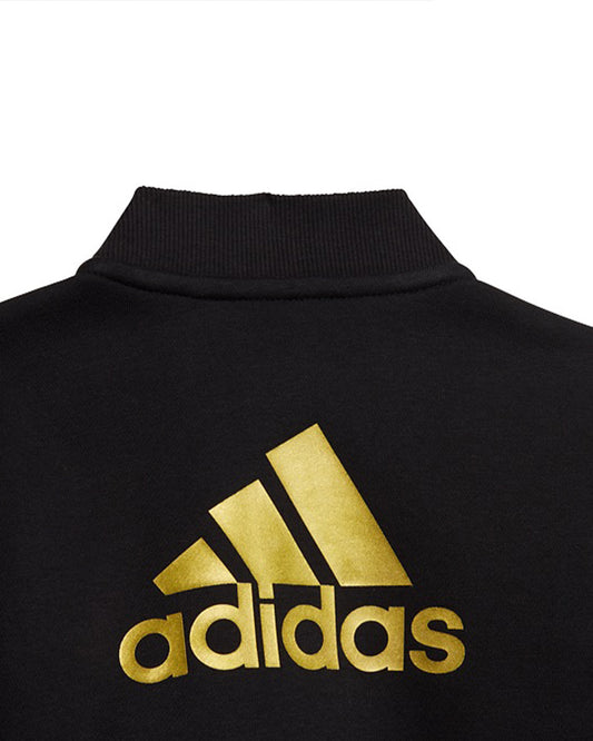 Adidas Black Track Suit-Printed-Cotton Fleece-For Infants