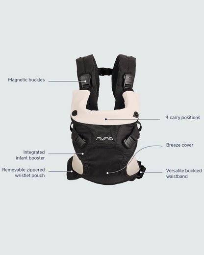 Nuna Cudl Clik Baby Carrier-4 Carry Positions-Innovative Leg Openings-For 0 to 3Y (Upto 16Kg)-Caviar