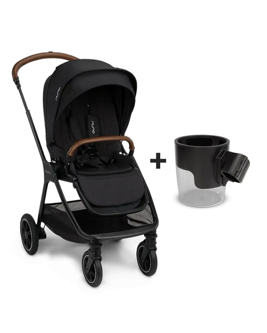 Nuna TRIV Next Baby Stroller-With Cup Holder-One Hand Fold-Includes Rain Cover & Post Adaptors-2 Years Warranty-Pram for 0 to 4Y (Upto 22Kg)-Caviar