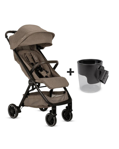 Nuna TRVL Cabin Friendly Baby Stroller-With Cup Holder-One Touch Fold-Compact Size-Pram for 0M+ (Upto 22Kg)-Cedar