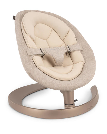 Nuna Leaf Grow Baby Bouncer-Organic Jersey Knit Cotton Insert-3 Ergonomic Recline Positions-For Infants-Sand