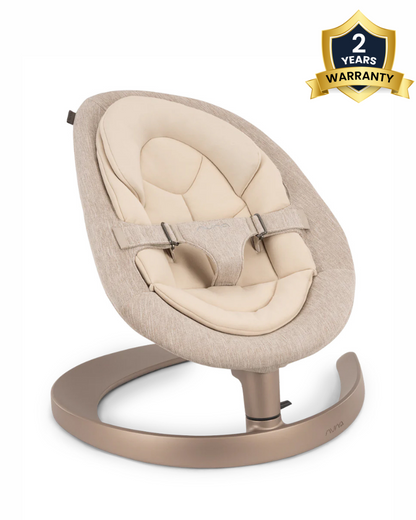 Nuna Leaf Grow Baby Bouncer-Organic Jersey Knit Cotton Insert-3 Ergonomic Recline Positions-For Infants-Sand