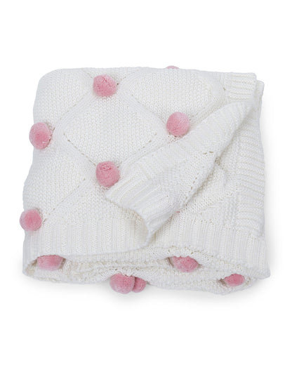 Haus & Kinder Bubblegum Pink Pom Pom 100% Pure Cotton Baby Summer AC Blanket-For Infants
