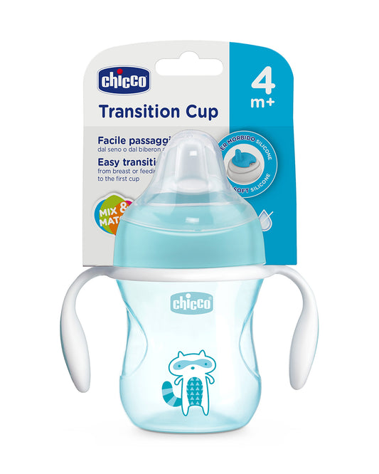 Chicco Transition Cup-With Extra Soft Silicone Spout-Spill Proof-Blue-200 ml