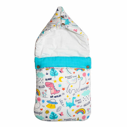 Haus & Kinder 100% Cotton Muslin-Mystic Rainbow Tale Baby Carrier Nest Cum Sleeping Bag-Newborn Bed(0-12M)