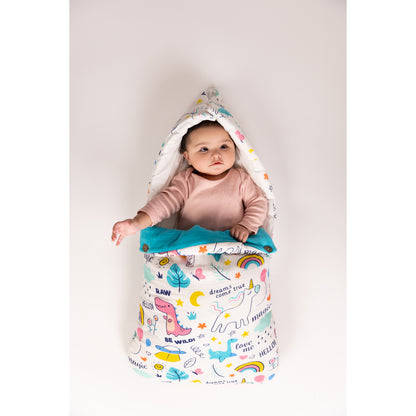 Haus & Kinder 100% Cotton Muslin-Mystic Rainbow Tale Baby Carrier Nest Cum Sleeping Bag-Newborn Bed(0-12M)