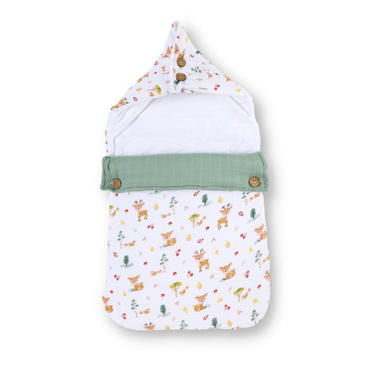 Haus & Kinder 100% Cotton Muslin-Whimsical Woodland Baby Carrier Nest Cum Sleeping Bag-Newborn Bed(0-12M)