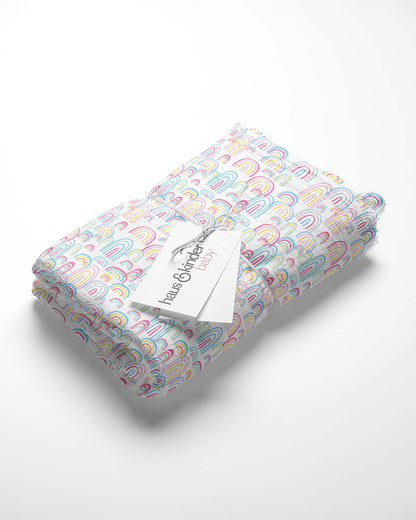 Haus & Kinder Rainbow Collection Swaddle-100% Cotton Muslin-Pack of 3-Infant Wraps