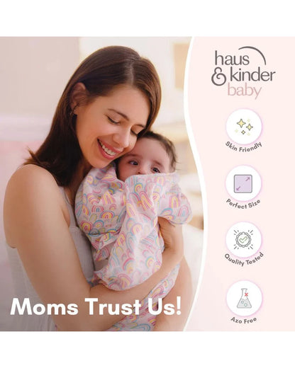 Haus & Kinder Rainbow Collection Swaddle-100% Cotton Muslin-Pack of 3-Infant Wraps