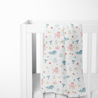 Haus & Kinder Seashell Collection Swaddle-100% Cotton Muslin-Pack of 2-Infant Wraps