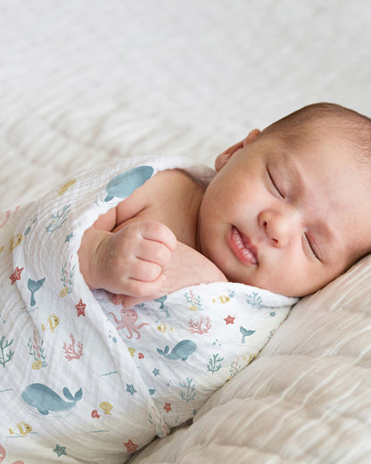 Haus & Kinder Oasis Collection Swaddle-100% Cotton Muslin-Pack of 3-Infant Wraps