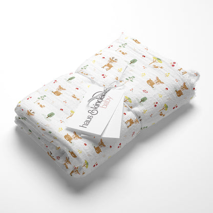 Haus & Kinder Fruity Fauna Swaddle-100% Cotton Muslin-Pack of 4-Infant Wraps