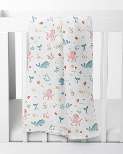 Haus & Kinder Nautical Collection Swaddle-100% Cotton Muslin-Pack of 5-Infant Wraps