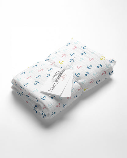Haus & Kinder Nautical Collection Swaddle-100% Cotton Muslin-Pack of 5-Infant Wraps