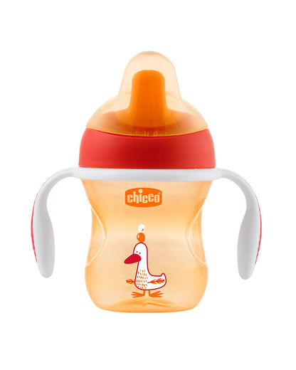 Chicco Training Cup Spout Sipper-With Semi Soft Silicone Spout-Spill Proof-Assorted (Green/Orange)-200 ml