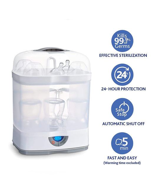 Chicco Sterilnatural 3 in 1 Convertible Bottle Sterilizer-Electric Steam-24 Hour Protection-6 Bottles Capacity