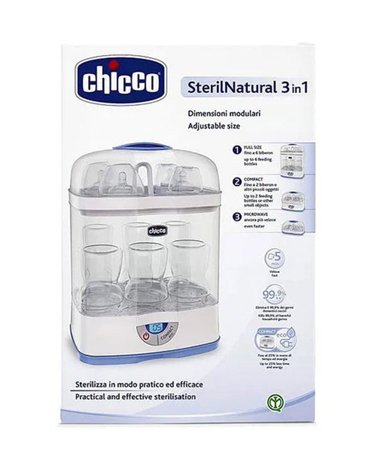 Chicco Sterilnatural 3 in 1 Convertible Bottle Sterilizer-Electric Steam-24 Hour Protection-6 Bottles Capacity