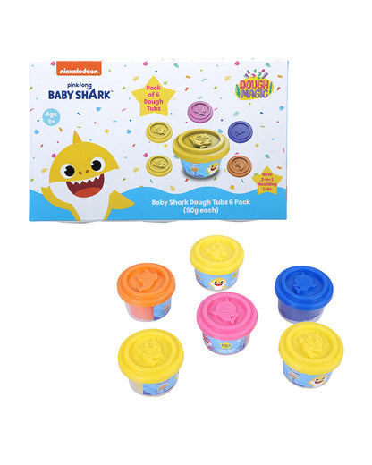 Dough Magic Baby Shark Dough Tubs Pack Of 6-Art & Craft Kit-18M+