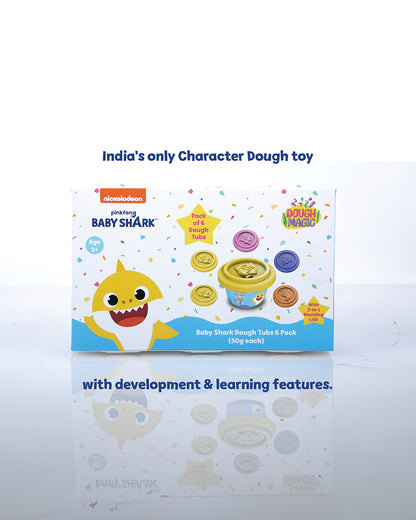 Dough Magic Baby Shark Dough Tubs Pack Of 6-Art & Craft Kit-18M+