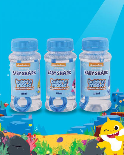 Bubble Magic Baby Shark 118 ML Solution with Wand-Pack Of 3-Art & Craft Kit-18M+