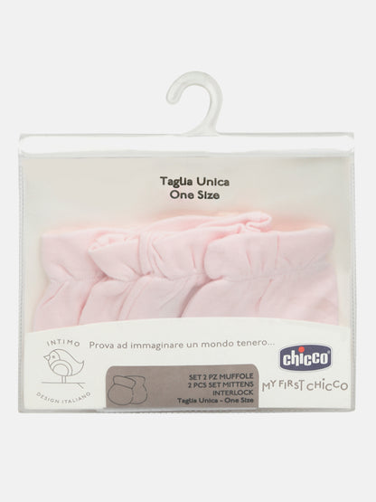 Chicco Pink Mittens-Solid-Cotton-For Infants