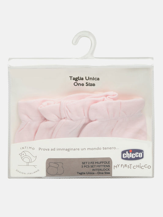 Chicco Pink  Mittens-Solid-Cotton-For Infants