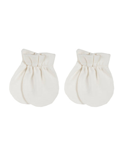Chicco White Mittens-Solid-Cotton-For Infants