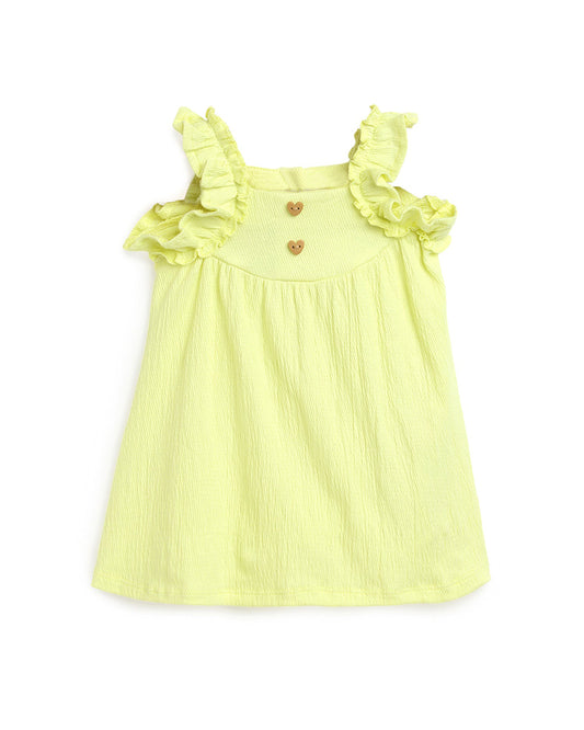 Chicco Yellow Frock Dress-Solid-Cotton-For Infants