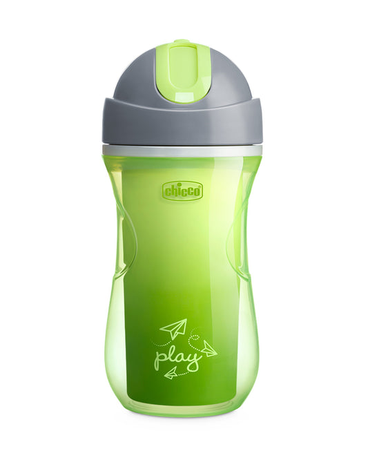 Chicco Double Wall Insulated Sport Cup-With Sliding Closure-Spill Proof-Neutral Green