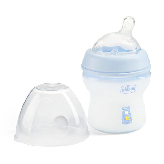 Chicco Natural Feeling Feeding Bottle-Angled Teat-Anti Colic-Slow Flow-150 ml-Blue-0M+