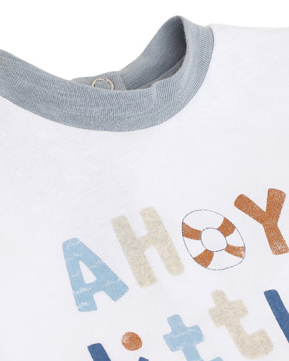 Chicco Medium Light Blue T-shirt and Shorts-Printed-Cotton-For Infants