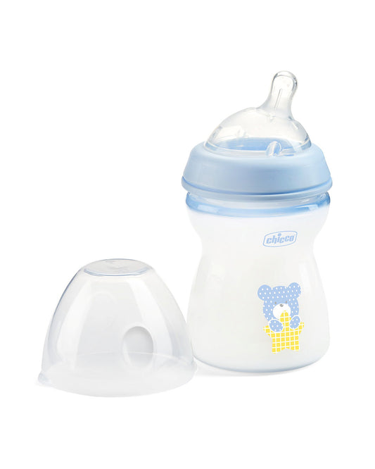 Chicco Natural Feeling Feeding Bottle-Angled Teat-Anti Colic-Slow Flow-250 ml-Blue-2M+