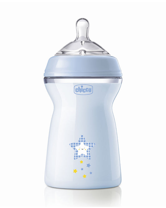 Chicco Natural Feeling Feeding Bottle-Anti Colic-Fast Flow-330 ml-Blue-6M+