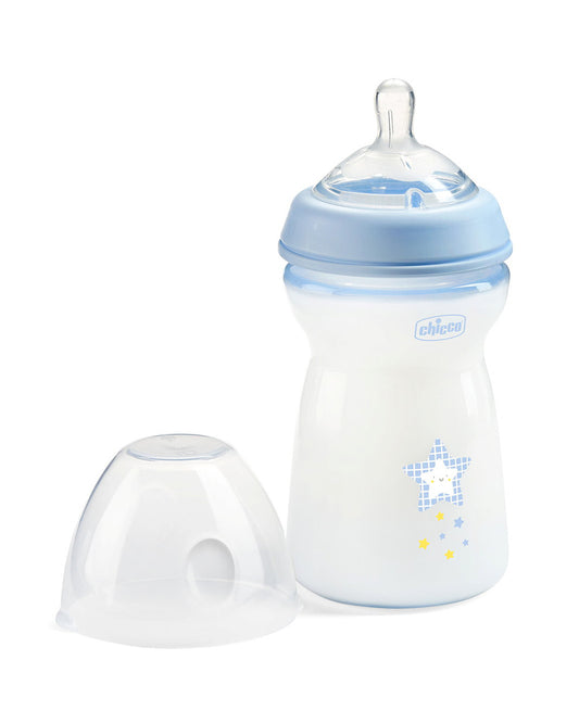 Chicco Natural Feeling Feeding Bottle-Anti Colic-Fast Flow-330 ml-Blue-6M+