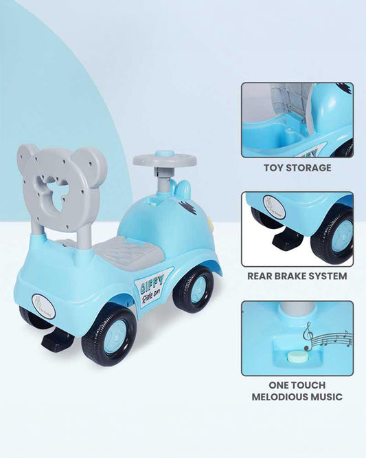 R for Rabbit Giffy Baby Ride on-Inbuilt Music-Smooth Steering-Rear Brake System-1Y to 3Y (Upto 20Kg)-Blue